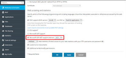 Plesk Microsoft ASP.NET Support